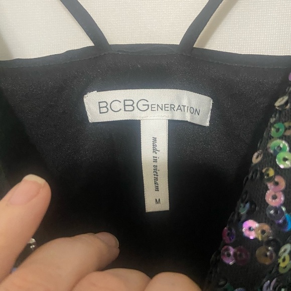 BCBG LIKE NEW black sequin strappy slip mini dress size M - Picture 6 of 6